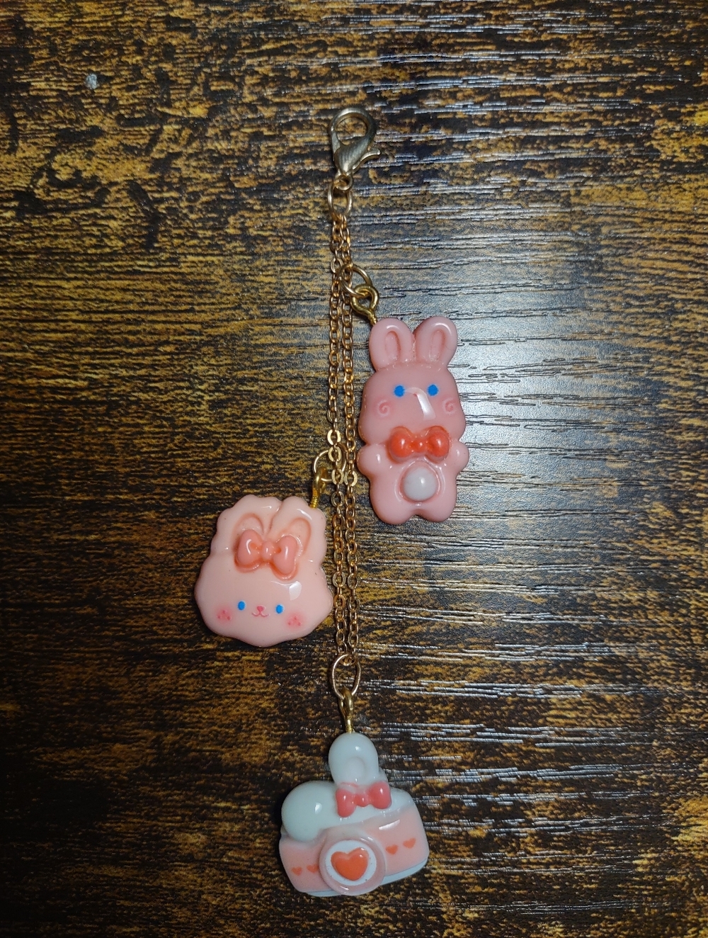 Charming Pink and White Bunny Bag Charm
